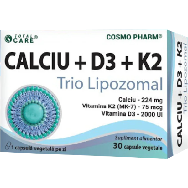 Calciu +D3+K2 Trio Lipozomal, 30 capsule, Cosmo Pharm