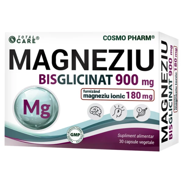 Magneziu Bisglcinat Total Care, 900mg, 30 capsule vegetale, Cosmo Pharm