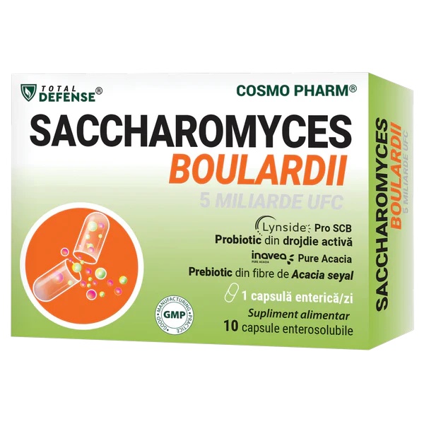 Saccharomyces boulardii 5miliarde UFC, 10 capsule enterosolubile, Cosmo Pharm