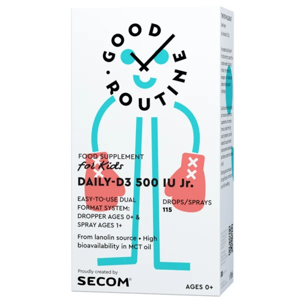 Vitamina D3 pentru copii Daily D3 Jr Good Routine, 500 IU, 15ml, Secom